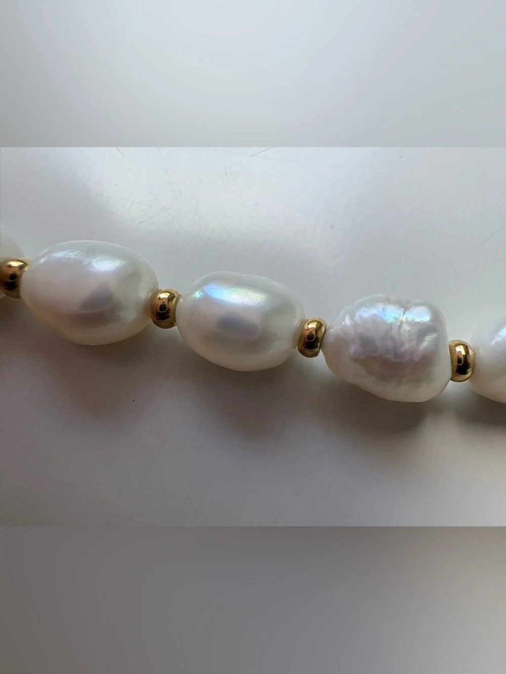 Nialaya Mens Womens Unisex Baroque Freshwater Pearl Necklace 18k Gold Plate 20”